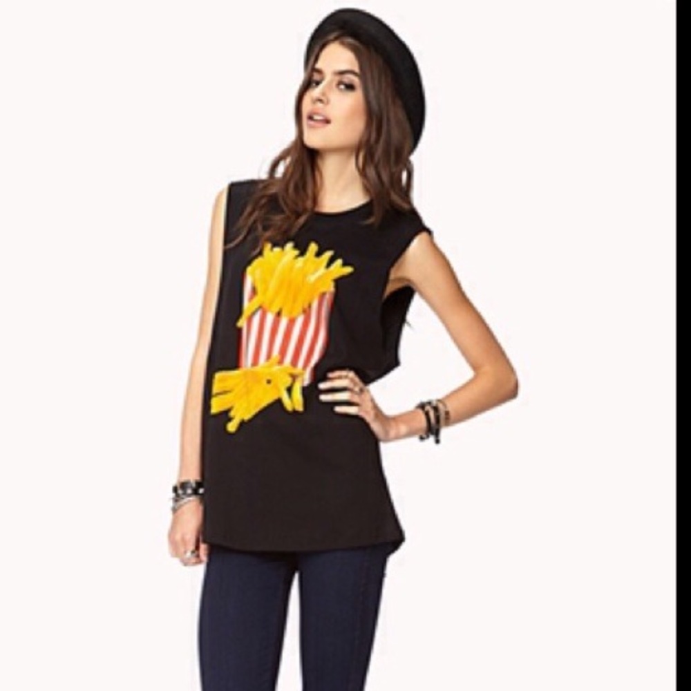 Forever 21 Black French fry Golden Arches tank L